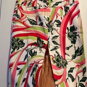 Floral Print Skirt with Slit